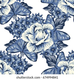 Abstract elegance seamless pattern with floral background