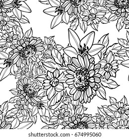 Abstract elegance seamless pattern with floral background