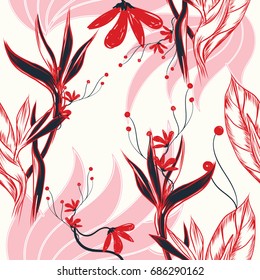 Abstract elegance seamless pattern with floral background for invitation card or fabric 

