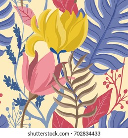 Abstract elegance seamless pattern with floral background.
