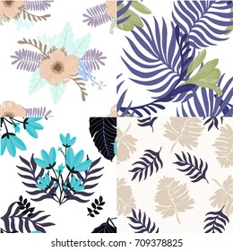Abstract elegance seamless pattern with floral background.
