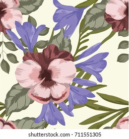 Abstract elegance seamless pattern with floral background.
