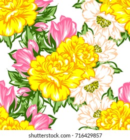 Abstract elegance seamless pattern with floral background