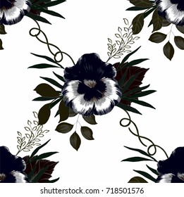 Abstract elegance seamless pattern with floral background.
