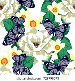 Abstract elegance seamless pattern with floral background