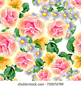 Abstract elegance seamless pattern with floral background
