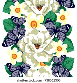Abstract elegance seamless pattern with floral background