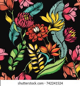 Abstract elegance seamless pattern with floral background.
