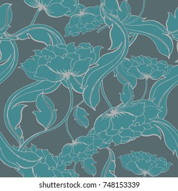 Abstract elegance seamless pattern with floral background.
