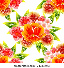 Abstract elegance seamless pattern with floral background