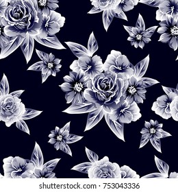 Abstract elegance seamless pattern with floral background