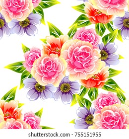 Abstract elegance seamless pattern with floral background