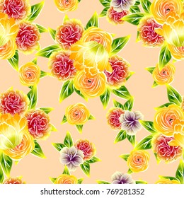 Abstract elegance seamless pattern with floral background