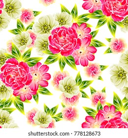 Abstract elegance seamless pattern with floral background