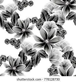 Abstract elegance seamless pattern with floral background