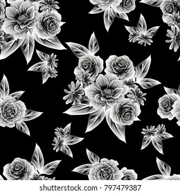 Abstract elegance seamless pattern with floral background