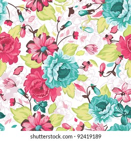 Abstract Elegance Seamless Pattern With Floral Background
