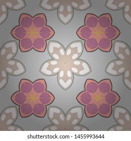 Abstract elegance vector seamless pattern with flowers in gray, beige and pink colors.