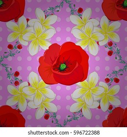 Abstract elegance vector seamless pattern with flowers on a pink background.
