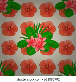 Abstract elegance vector seamless pattern with cosmos flowers on a beige background.