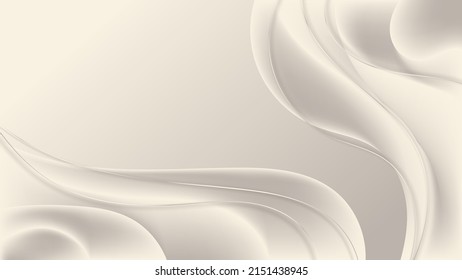 Abstract Elegant 3D White Gold Wave Shapes And Lines On Clean Luxury Background. Vector Illustration