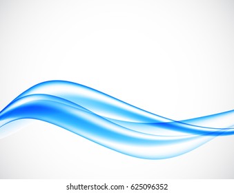 Abstract elegant aqua design background with blue wavy lines in dynamic bright smooth soft style. Vector illustration
