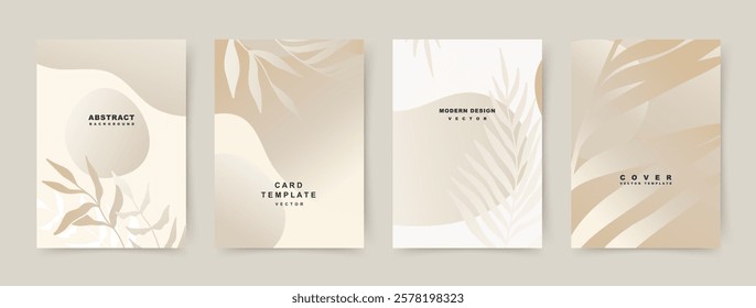 Abstract elegant background with floral elements in pastel beige. Trendy artistic design templates for card, poster, flyer, brochure, magazine, social media, banner, cover, presentation, invitation