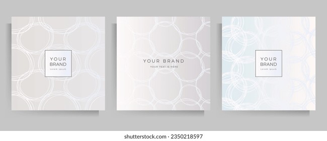 Abstract elegant background in pastel gray color. Cover design for menu, catalogue, booklet, portfolio, folder. Set of square format vector templates.