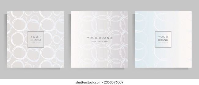 Abstract elegant background in pastel gray color. Cover design for menu, catalogue, booklet, portfolio, folder. Set of square format vector templates.
