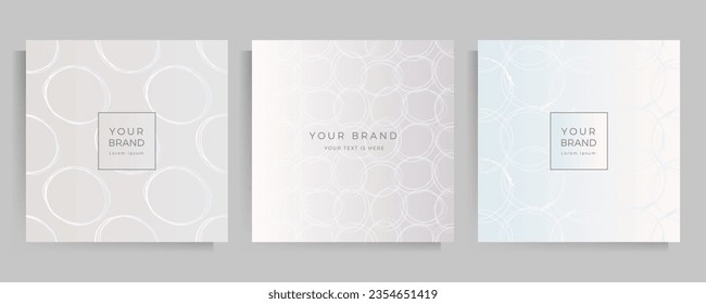 Abstract elegant background in pastel gray color. Cover design for menu, catalogue, booklet, portfolio, folder. Set of square format vector templates.