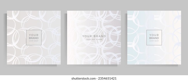 Abstract elegant background in pastel gray color. Cover design for menu, catalogue, booklet, portfolio, folder. Set of square format vector templates.