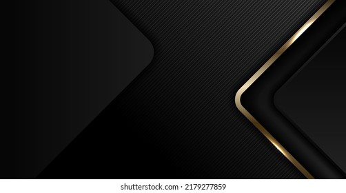 Abstract elegant banner web gold and black shiny square round on dark background luxury style. You can use for vip invitation card or flyer, poster, banner web, brochure, etc. Vector illustration 