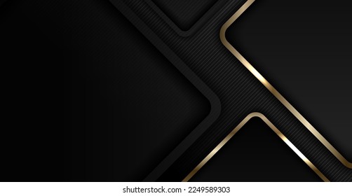 Abstract elegant banner web gold and black shiny square round on dark background luxury style. You can use for vip invitation card or flyer, poster, banner web, brochure, etc. Vector illustration