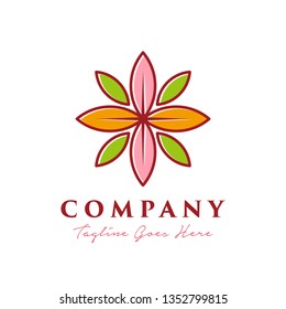 abstract elegant beauty flower logo design template. vector illustration of flower with outline, line art concept style. spa, salon, cosmetics, jewelry, boutique, beauty industry symbol icon