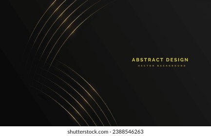 Abstract elegant black background with golden lines and lighting effect sparkle. Luxury template award design. vector illustration