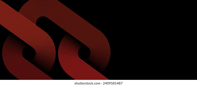 Abstract elegant black background with shiny gold geometric lines. Modern gold diagonal rounded lines pattern. Horizontal banner template. Suitable for covers, posters, presentations, vectors