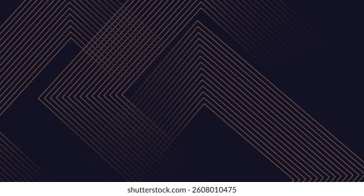 Abstract elegant black background with shiny gold geometric lines. Modern gold diagonal rounded lines pattern.Horizontal banner template. vector eps10