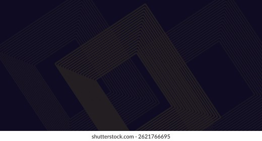 Abstractas fondo negro elegante con líneas geométricas doradas brillantes. Moderno patrón de líneas redondeadas diagonales doradas. Plantilla de Anuncio Horizontal. Adecuado para portadas, carteles, presentaciones, Vectores