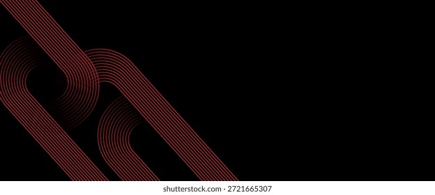 Abstract elegant black background with shiny gold geometric lines. Modern gold diagonal rounded lines pattern. Horizontal banner template. Suitable for covers, posters, presentations, vectors

