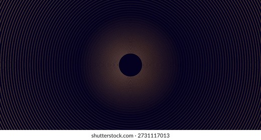 Abstract elegant black background with shiny gold geometric lines. Modern gold diagonal rounded lines pattern.Horizontal banner template. Suitable for covers, posters, presentations, vectors