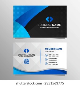 Abstract Elegant Black and Blue Curved Business Card Template, can be used for business designs, presentation designs or any suitable designs.
