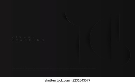 Abstract Elegant Black Minimal Background. Dark Premium Papercut Design for Presentation, Poster, Visual Branding, Landing Page, Website.