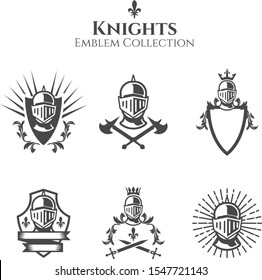 abstract elegant black white knight emblems logo design template