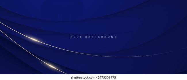 Abstract Elegant Blue Background With Gold Accents Decoration Design