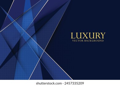 Abstract elegant blue background with golden line and lighting effect sparkle. Luxury template design