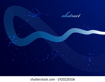 Abstract elegant blue curvy thin lines vector abstract background, elegant light stripy design element, template for banner or poster and other ads.