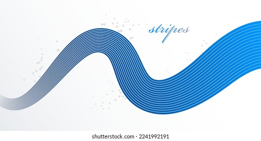 Abstract elegant blue curvy thin lines vector abstract background, elegant light stripy design element, template for banner or poster and other ads.