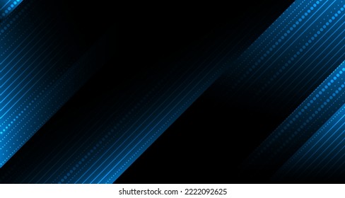 Resumen Elegante franjas diagonales azules y circuito en tecnología de fondo azul oscuro concepto futurista digital. conexión , ilustración de vector de red.vector de innovación de concepto de comunicación 