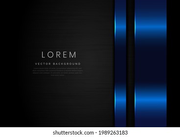 Abstract elegant blue geometric layers with lighting on black background with copy space for text. You can use for ad, poster, template, business presentation. Vector illustration