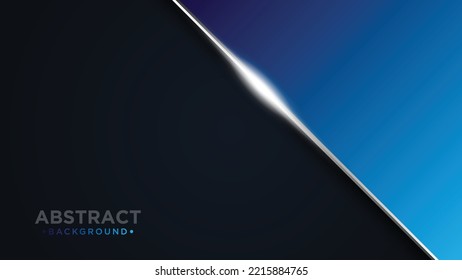 Abstract elegant blue geometric overlap layers with lighting on black background.